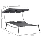 Patio Double Chaise Lounge Chair, Outdoor Wheeled Hammock Daybed with Adjustable Canopy and Pillow for Sun Room, Garden, or Poolside
