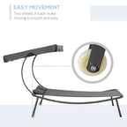 Patio Double Chaise Lounge Chair, Outdoor Wheeled Hammock Daybed with Adjustable Canopy and Pillow for Sun Room, Garden, or Poolside