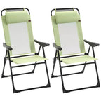 Set of 2 Portable Folding Outdoor Recliners w/ Adjustable Backrest