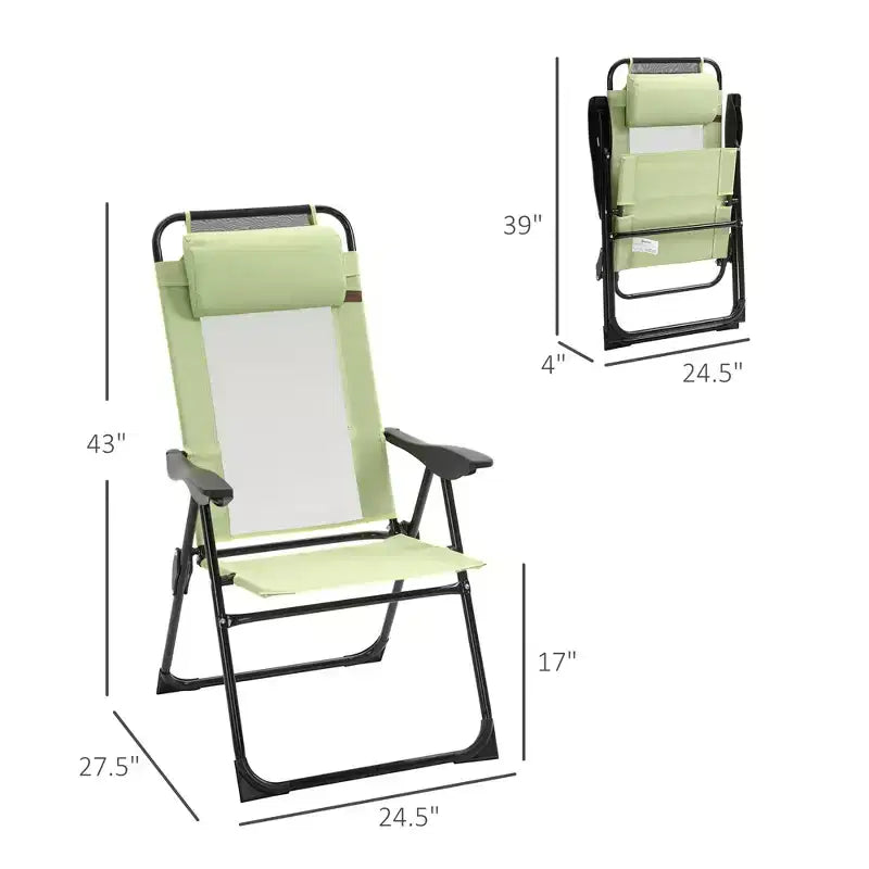 Set of 2 Portable Folding Outdoor Recliners w/ Adjustable Backrest
