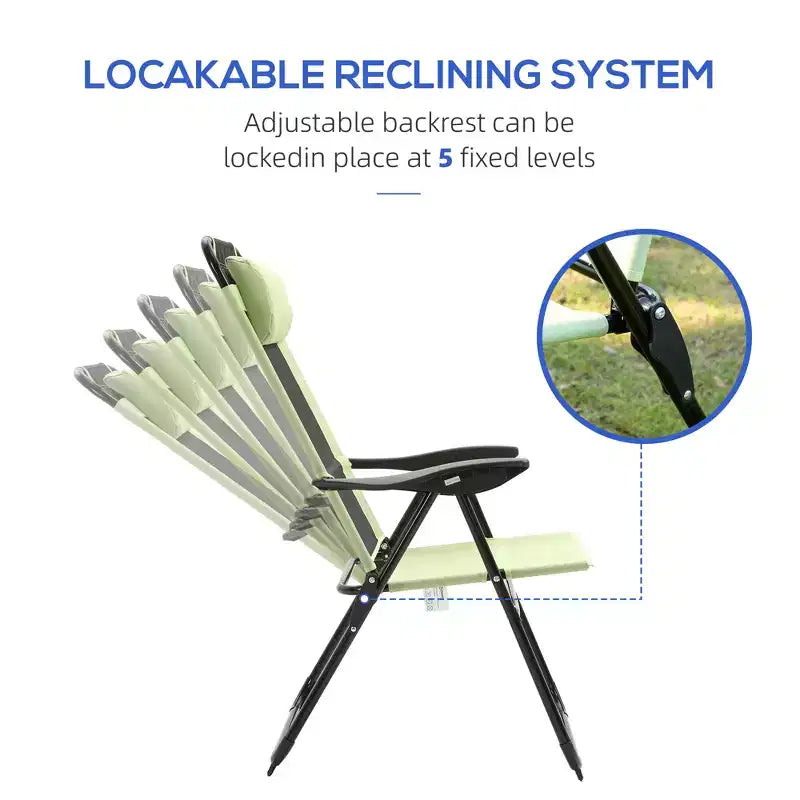 Set of 2 Portable Folding Outdoor Recliners w/ Adjustable Backrest