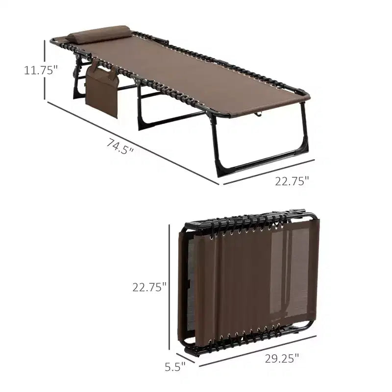 Sedia a sdraio reclinabile, lettino prendisole portatile, brandina pieghevole da campeggio con schienale regolabile e cuscino rimovibile, per patio, giardino, spiaggia