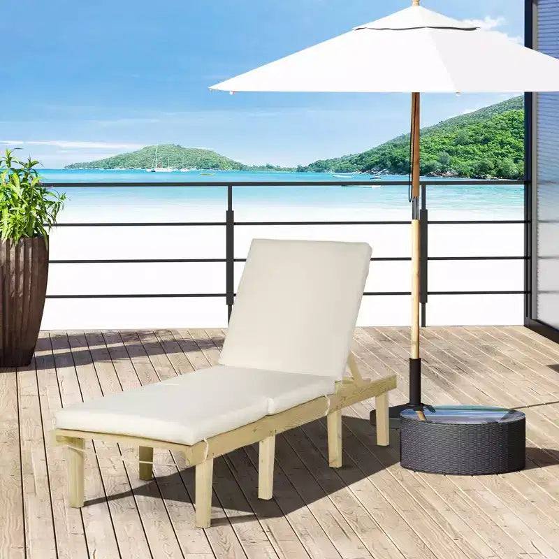 Chaise Lounge Chair for Outdoor Outdoor Chaise Lounge with 4-Position Adjustable Backrest and Cushion, Reclining Beach Lounge Chair for Deck