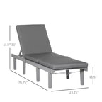 Chaise Lounge Chair for Outdoor Outdoor Chaise Lounge with 4-Position Adjustable Backrest and Cushion, Reclining Beach Lounge Chair for Deck