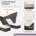 Chaise Lounge Chair Set of 2 with 5 Angle Backrest, Outdoor Coffee Table, Water Repellent Cushions, PE Rattan Wicker Poolside Chairs