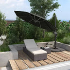 Chaise Lounge Chair Set of 2 with 5 Angle Backrest, Outdoor Coffee Table, Water Repellent Cushions, PE Rattan Wicker Poolside Chairs