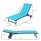 Chaise Lounge Outdoor, 2 Piece Lounge Chair with Wheelsning Chair with 5 Adjustable Positions for Patio, Beach, Pool