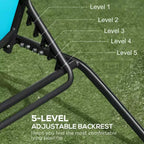 Chaise Lounge Outdoor, 2 Piece Lounge Chair with Wheelsning Chair with 5 Adjustable Positions for Patio, Beach, Pool