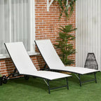 Chaise Lounge Outdoor, 2 Piece Lounge Chair with Wheelsning Chair with 5 Adjustable Positions for Patio, Beach, Pool