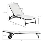 Chaise Lounge Outdoor, 2 Piece Lounge Chair with Wheelsning Chair with 5 Adjustable Positions for Patio, Beach, Pool