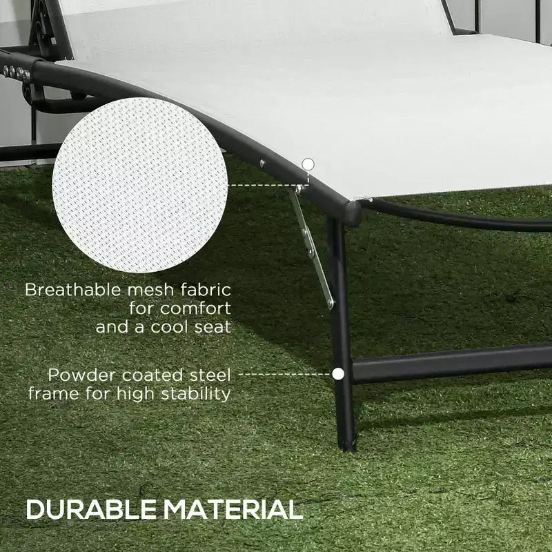 Chaise Lounge Outdoor, 2 Piece Lounge Chair with Wheelsning Chair with 5 Adjustable Positions for Patio, Beach, Pool