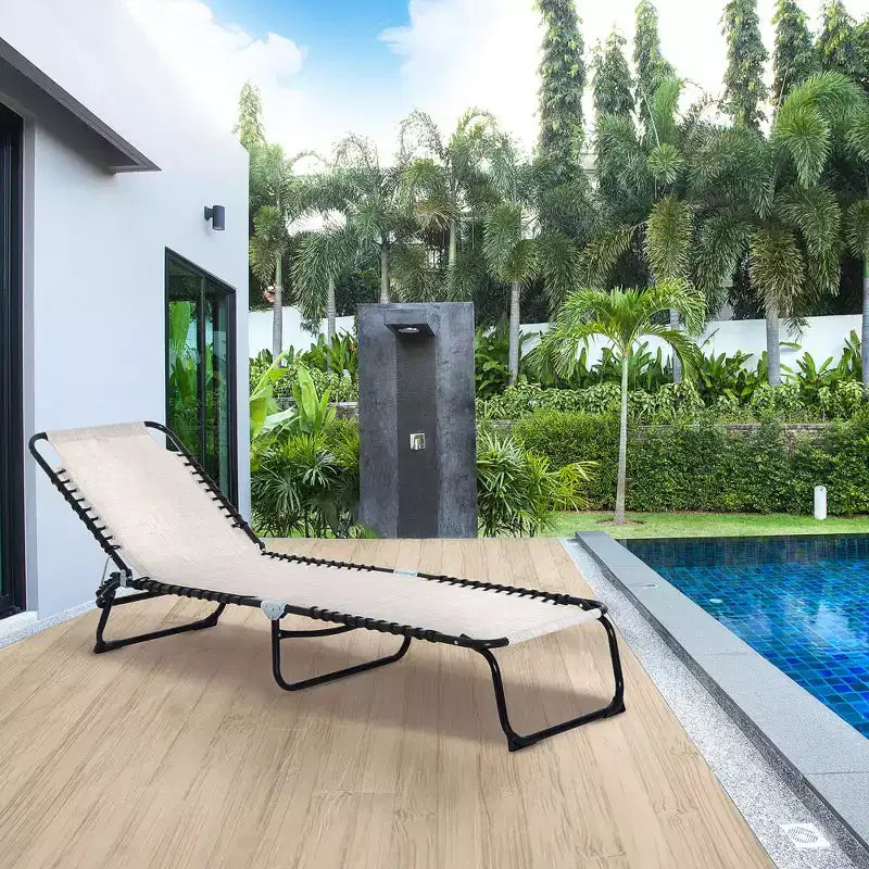 Foldable Chaise Lounge, 3-Position Reclining Back, Portable design and Breathable Mesh for Poolside, Camping