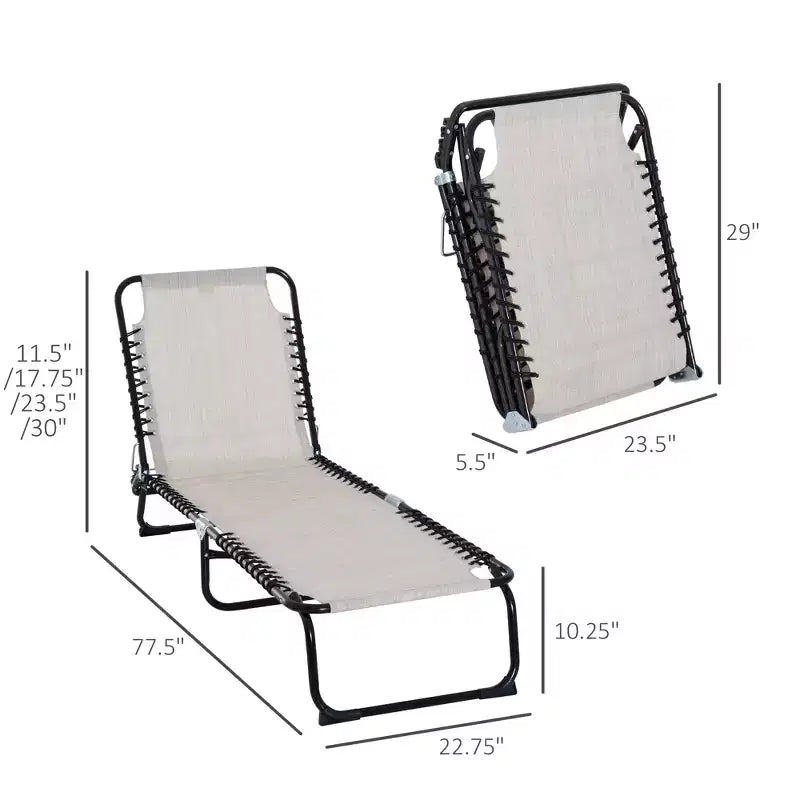 Foldable Chaise Lounge, 3-Position Reclining Back, Portable design and Breathable Mesh for Poolside, Camping