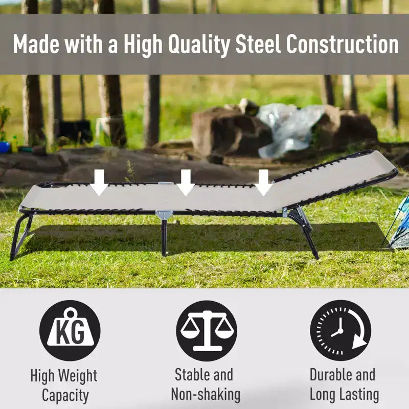 Foldable Chaise Lounge, 3-Position Reclining Back, Portable design and Breathable Mesh for Poolside, Camping