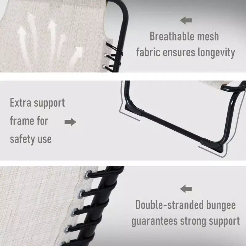 Foldable Chaise Lounge, 3-Position Reclining Back, Portable design and Breathable Mesh for Poolside, Camping