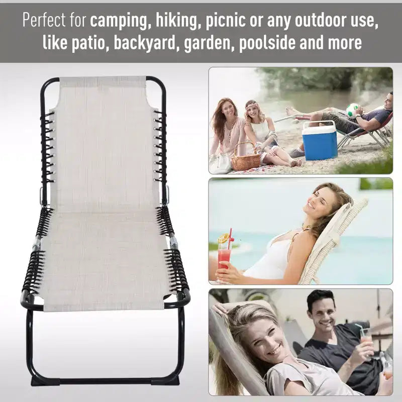 Foldable Chaise Lounge, 3-Position Reclining Back, Portable design and Breathable Mesh for Poolside, Camping