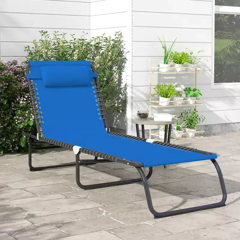 Foldable Chaise Lounge, 3-Position Reclining Back, Portable design and Breathable Mesh for Poolside, Camping