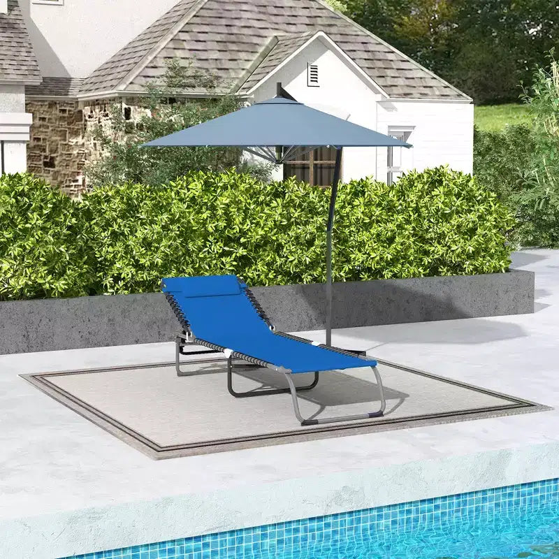 Foldable Chaise Lounge, 3-Position Reclining Back, Portable design and Breathable Mesh for Poolside, Camping