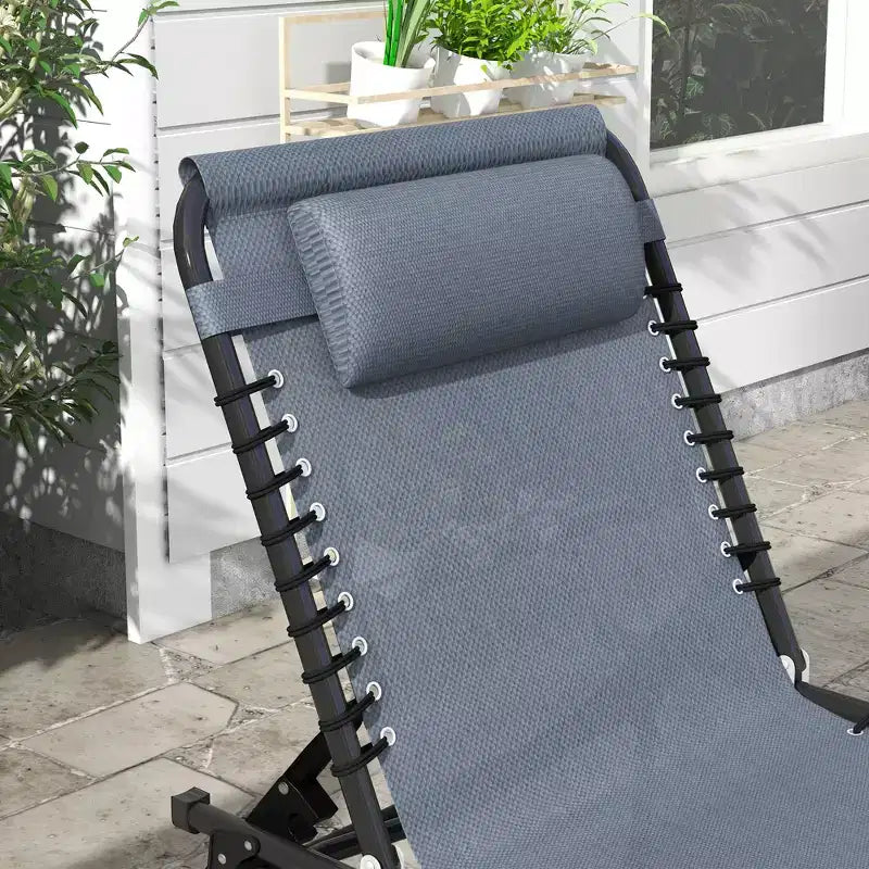 Foldable Chaise Lounge, 3-Position Reclining Back, Portable design and Breathable Mesh for Poolside, Camping