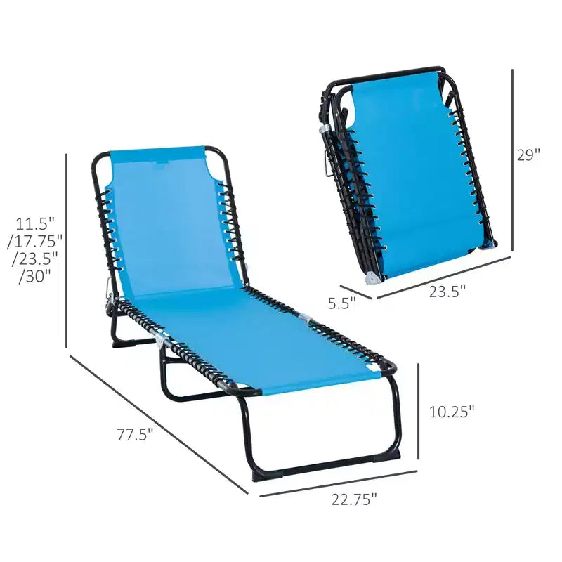 Foldable Chaise Lounge, 3-Position Reclining Back, Portable design and Breathable Mesh for Poolside, Camping