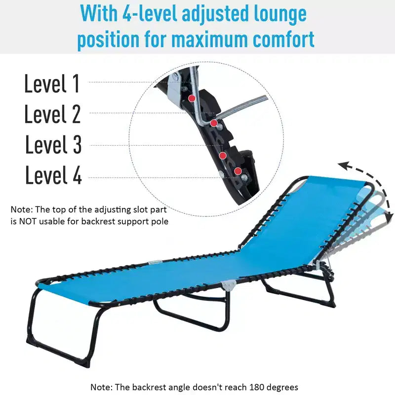 Foldable Chaise Lounge, 3-Position Reclining Back, Portable design and Breathable Mesh for Poolside, Camping