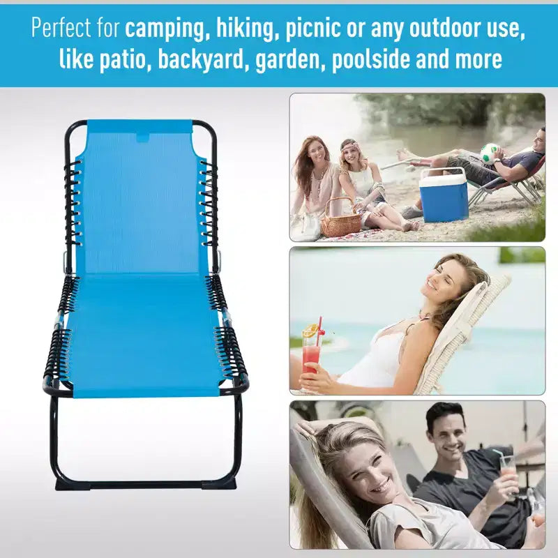 Foldable Chaise Lounge, 3-Position Reclining Back, Portable design and Breathable Mesh for Poolside, Camping