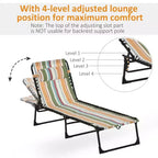 Foldable Chaise Lounge, 3-Position Reclining Back, Portable design and Breathable Mesh for Poolside, Camping