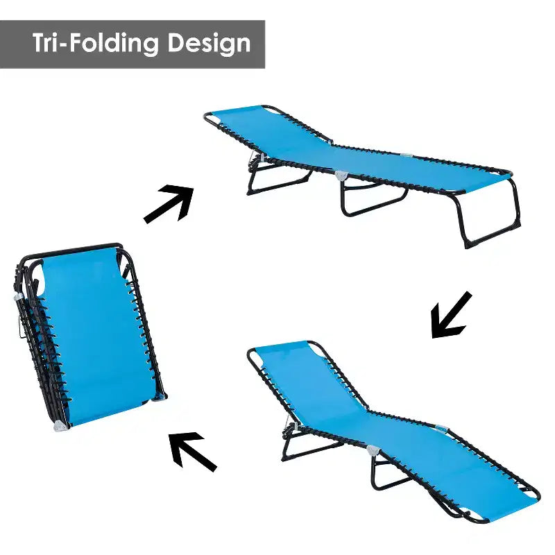 Foldable Chaise Lounge, 3-Position Reclining Back, Portable design and Breathable Mesh for Poolside, Camping