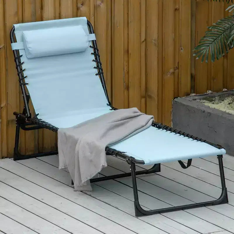 Foldable Chaise Lounge, 3-Position Reclining Back, Portable design and Breathable Mesh for Poolside, Camping
