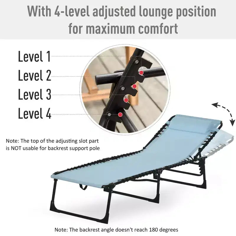 Foldable Chaise Lounge, 3-Position Reclining Back, Portable design and Breathable Mesh for Poolside, Camping