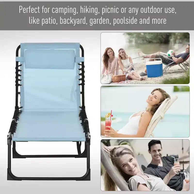 Foldable Chaise Lounge, 3-Position Reclining Back, Portable design and Breathable Mesh for Poolside, Camping