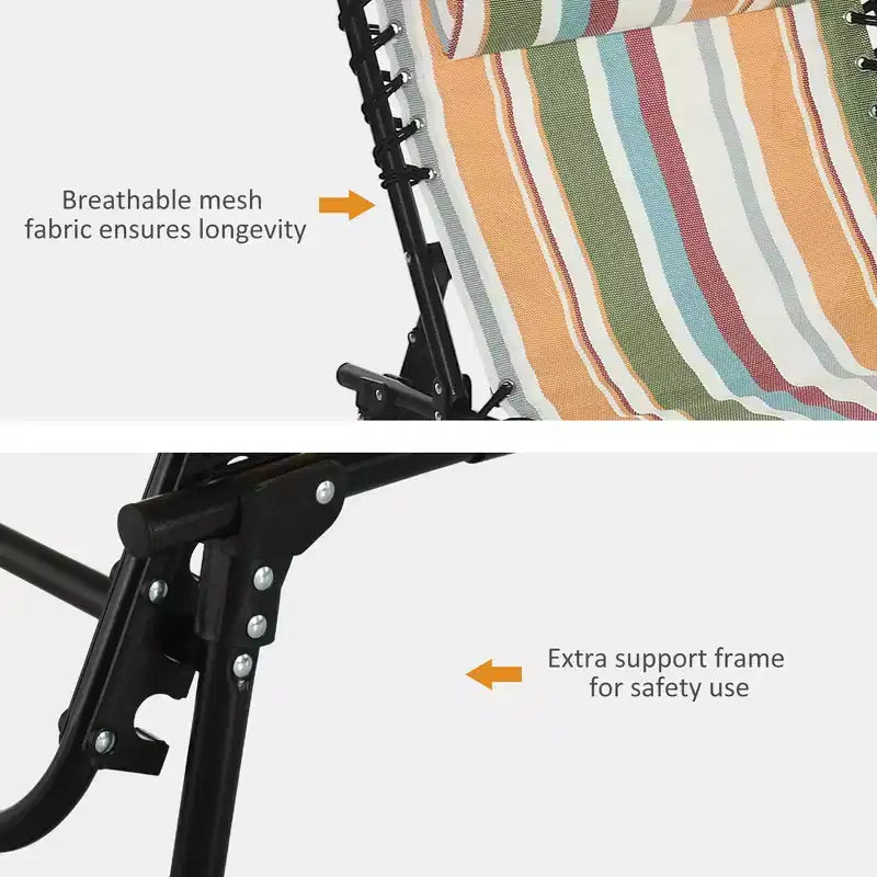 Foldable Chaise Lounge, 3-Position Reclining Back, Portable design and Breathable Mesh for Poolside, Camping