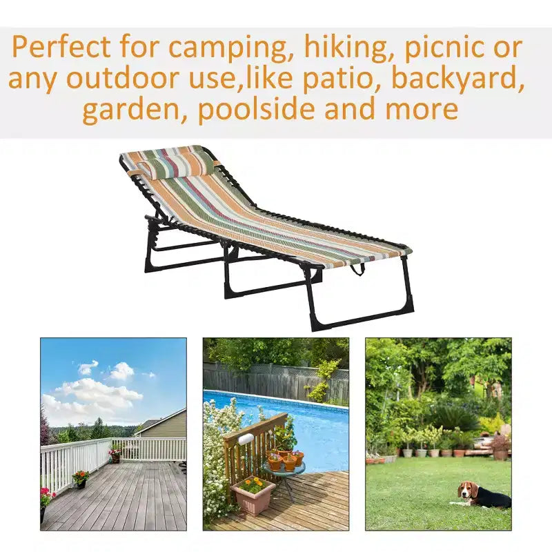 Foldable Chaise Lounge, 3-Position Reclining Back, Portable design and Breathable Mesh for Poolside, Camping