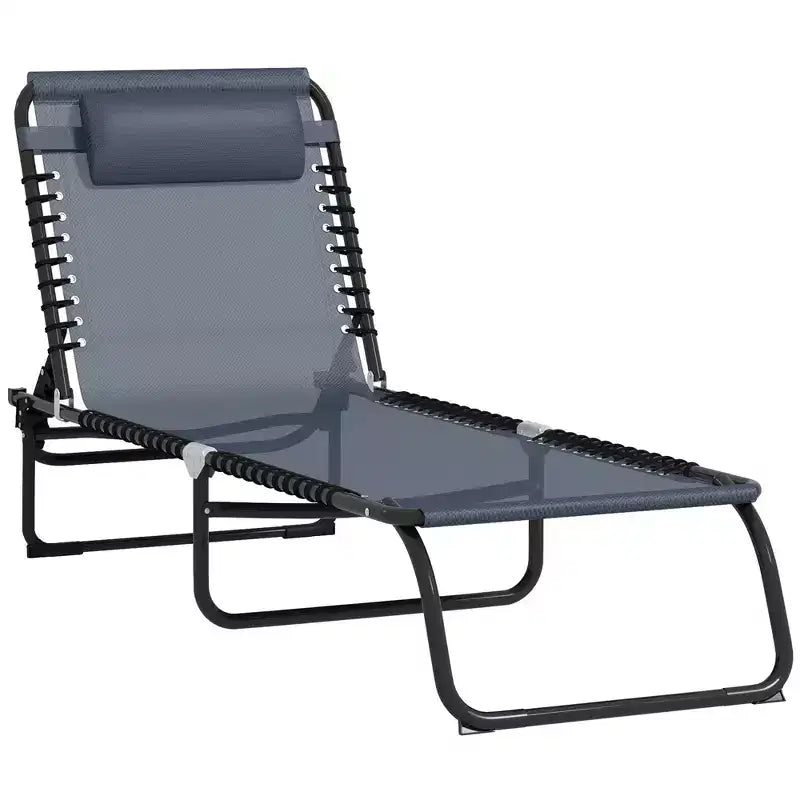 Sdraio Pieghevole, Schienale Reclinabile in 3 Posizioni, Design Portatile e Rete Traspirante per Piscina e Campeggio