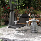 Folding Chaise Lounge, Outdoor Sun Tanning Chair, 4-Position Reclining Back, Armrests, Removable Pillow
