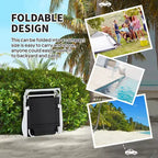 Folding Chaise Lounge, Outdoor Sun Tanning Chair, 4-Position Reclining Back, Armrests, Removable Pillow