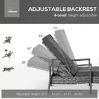 Sdraio in vimini, schienale regolabile in 4 posizioni e cuscini per esterni, lettino prendisole in rattan PE per bordo piscina, balcone o giardino