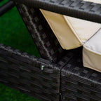 Sdraio in vimini, schienale regolabile in 4 posizioni e cuscini per esterni, lettino prendisole in rattan PE per bordo piscina, balcone o giardino