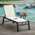 Chaise longue da esterno con ruote, reclinabile in cinque posizioni per prendere il sole, struttura in acciaio, tessuto traspirante per spiaggia, patio