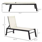 Chaise longue da esterno con ruote, reclinabile in cinque posizioni per prendere il sole, struttura in acciaio, tessuto traspirante per spiaggia, patio