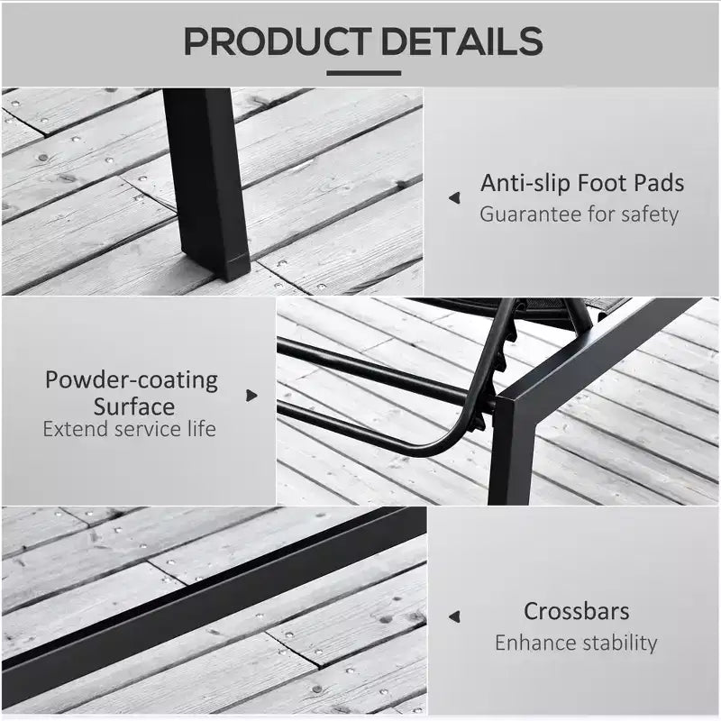 Chaise longue da esterno con ruote, reclinabile in cinque posizioni per prendere il sole, struttura in acciaio, tessuto traspirante per spiaggia, patio