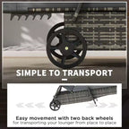 Outdoor Chaise Lounge, 5-Level Adjustable Backrest Rattan Pool Lounge Chair with Wheels, Cushion & Headrest