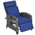 Outdoor Recliner Chair with Cushions, Reclining Patio Lounge Chair with Adjustable Footrest, Armrests, Tray Table
