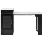 PexFix 59.5 Kitchen Island with Extendable Dining Table Kitchen Storage Table with Double-sided Storage with Power Outlet&Side Open Shelves Black
