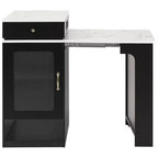 PexFix 59.5 Kitchen Island with Extendable Dining Table Kitchen Storage Table with Double-sided Storage with Power Outlet&Side Open Shelves Black