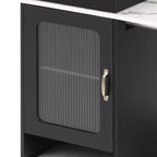 PexFix 59.5 Kitchen Island with Extendable Dining Table Kitchen Storage Table with Double-sided Storage with Power Outlet&Side Open Shelves Black