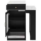 PexFix 59.5 Kitchen Island with Extendable Dining Table Kitchen Storage Table with Double-sided Storage with Power Outlet&Side Open Shelves Black
