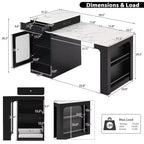 PexFix 59.5 Kitchen Island with Extendable Dining Table Kitchen Storage Table with Double-sided Storage with Power Outlet&Side Open Shelves Black