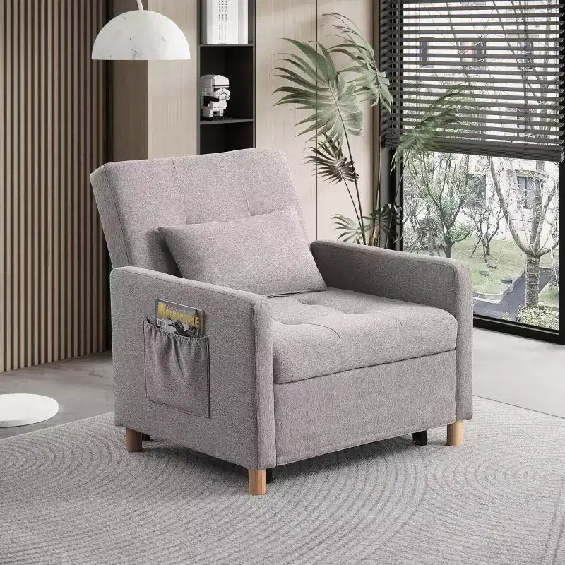 Poltrona Letto Trasformabile Moderna Okak con Letto Estraibile, Poltrona Imbottita per Soggiorno, Camera da Letto, Ufficio