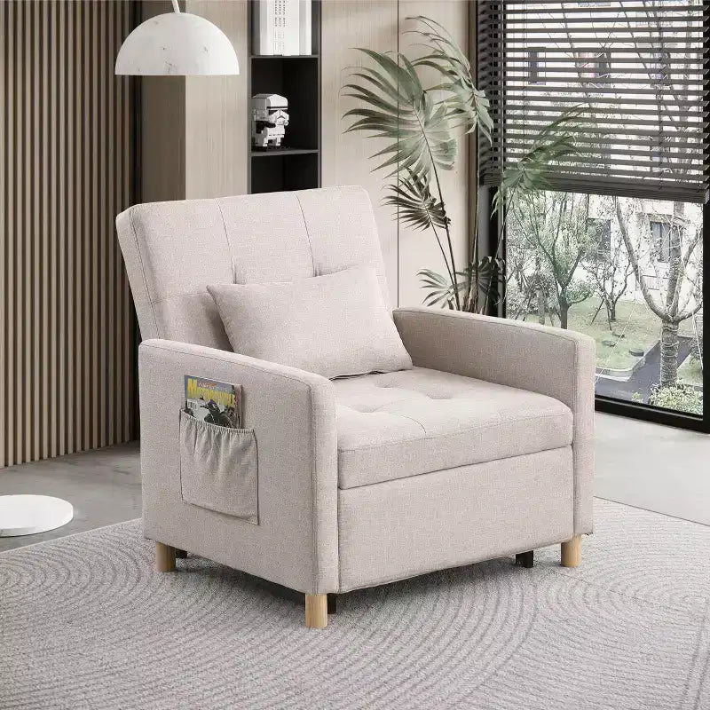Poltrona Letto Trasformabile Moderna Okak con Letto Estraibile, Poltrona Imbottita per Soggiorno, Camera da Letto, Ufficio
